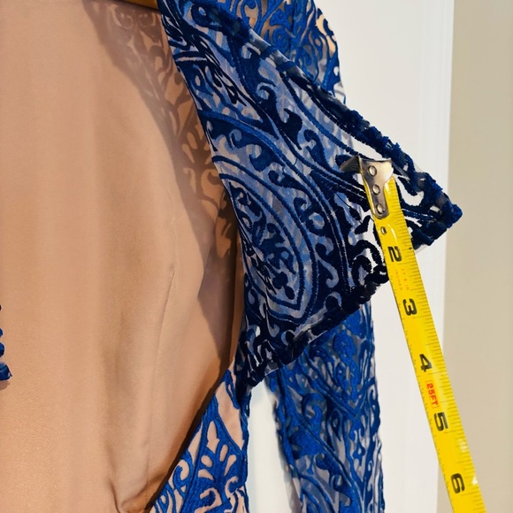 Lace blue/brown lined Backless Shorts Jumpsuit size XS-S - Picture 16 of 16